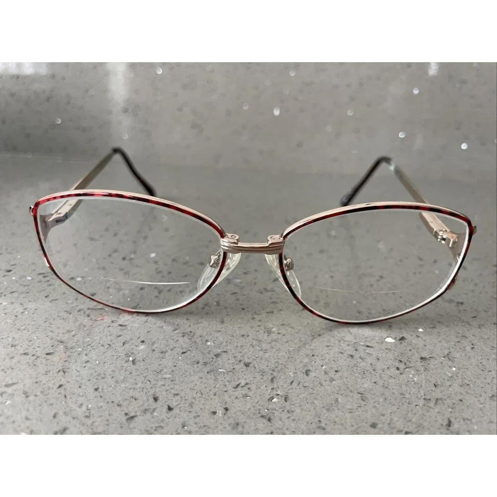 EYEGLASSES ECCA WM 5008 AM TORTOISE GOLD METAL FRAMES ONLY 52-18-135 red round